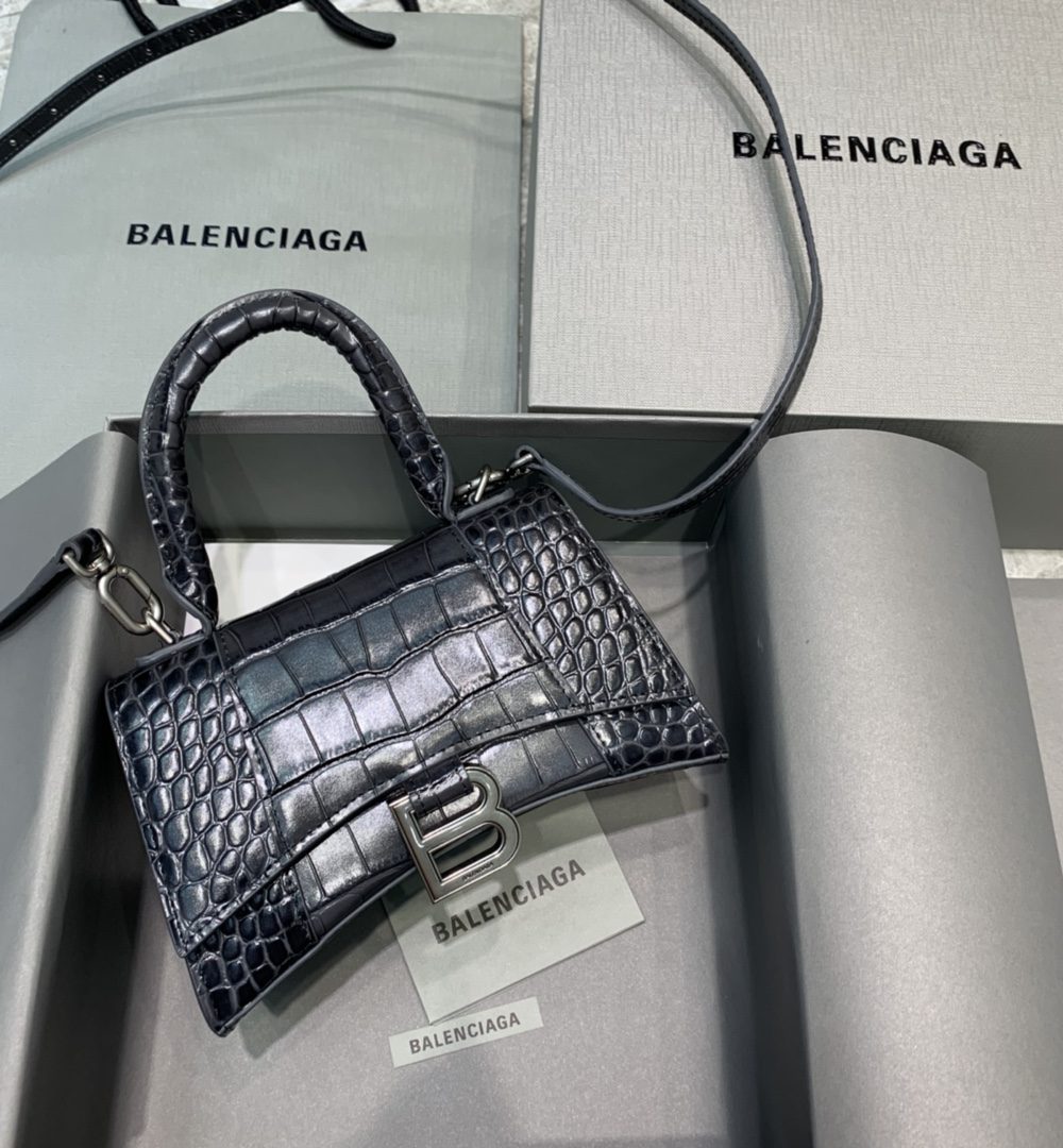 Balenciaga Hourglass XS Handbag In Dark Grey, For Women, Women's Bags 7.4in/19cm 5935461LR6Y1309