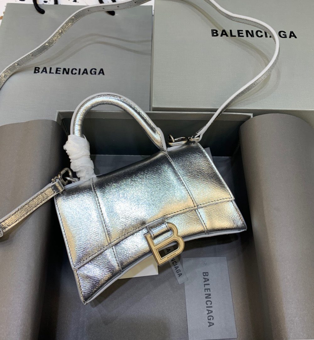 Balenciaga Hourglass XS Handbag In Sliver, For Women, Women's Bags 7.4in/19cm