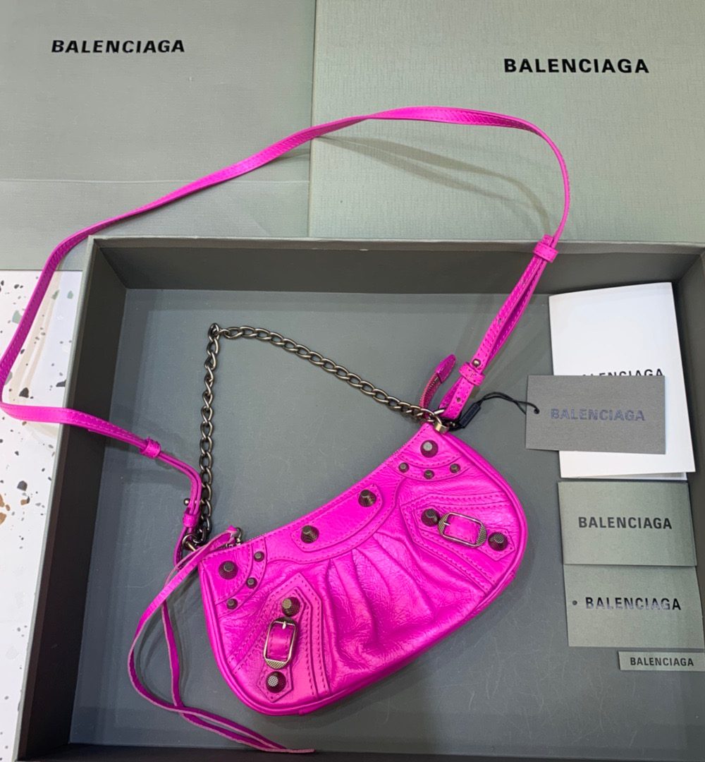 Balenciaga Le Cagole Mini Bag With Chain In Dark Pink, For Women, Women's Bags 8.2in/21cm