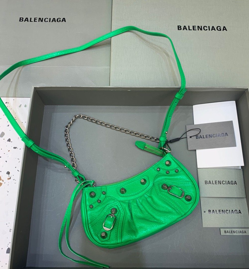 Balenciaga Le Cagole Mini Bag With Chain In Green, For Women, Women's Bags 8.2in/21cm