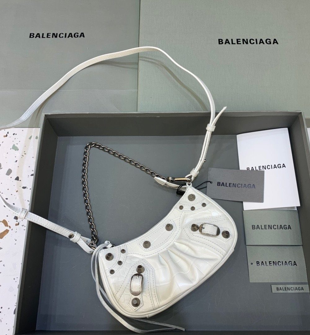 Balenciaga Le Cagole Mini Bag With Chain In White, For Women, Women's Bags 8.2in/21cm