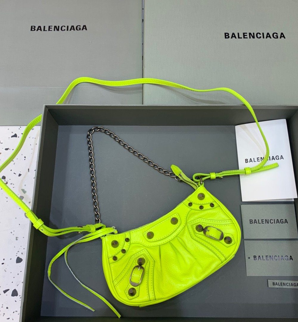 Balenciaga Le Cagole Mini Bag With Chain Light Green, For Women, Women's Bags 8.2in/21cm