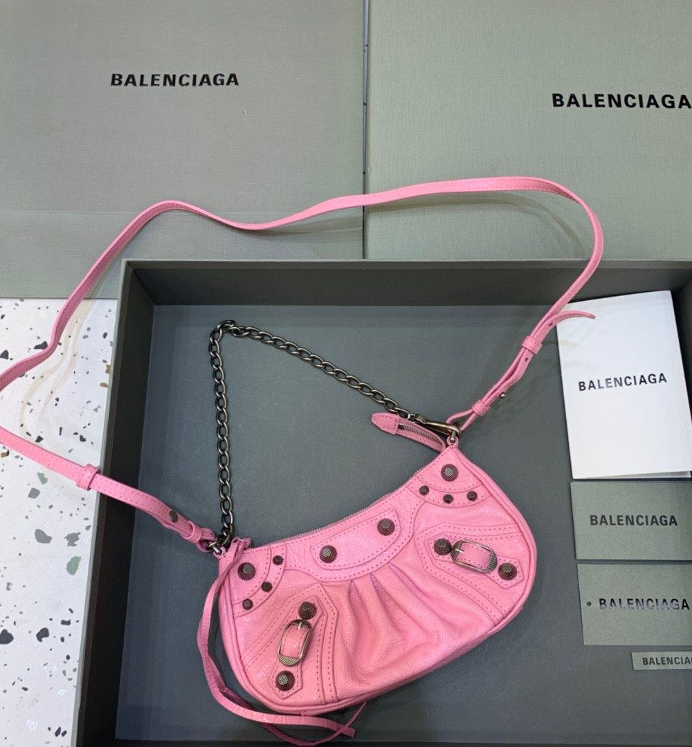 Balenciaga Le Cagole Mini Bag With Chain Light Pink, For Women, Women's Bags 8.2in/21cm