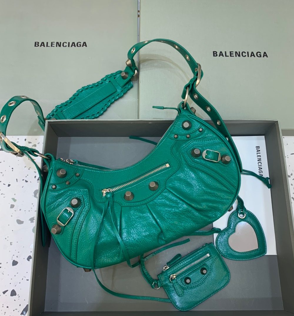 Balenciaga Le Cagole XS Shoulder Bag In Dark Green, For Women, Women's Bags 13in/33cm
