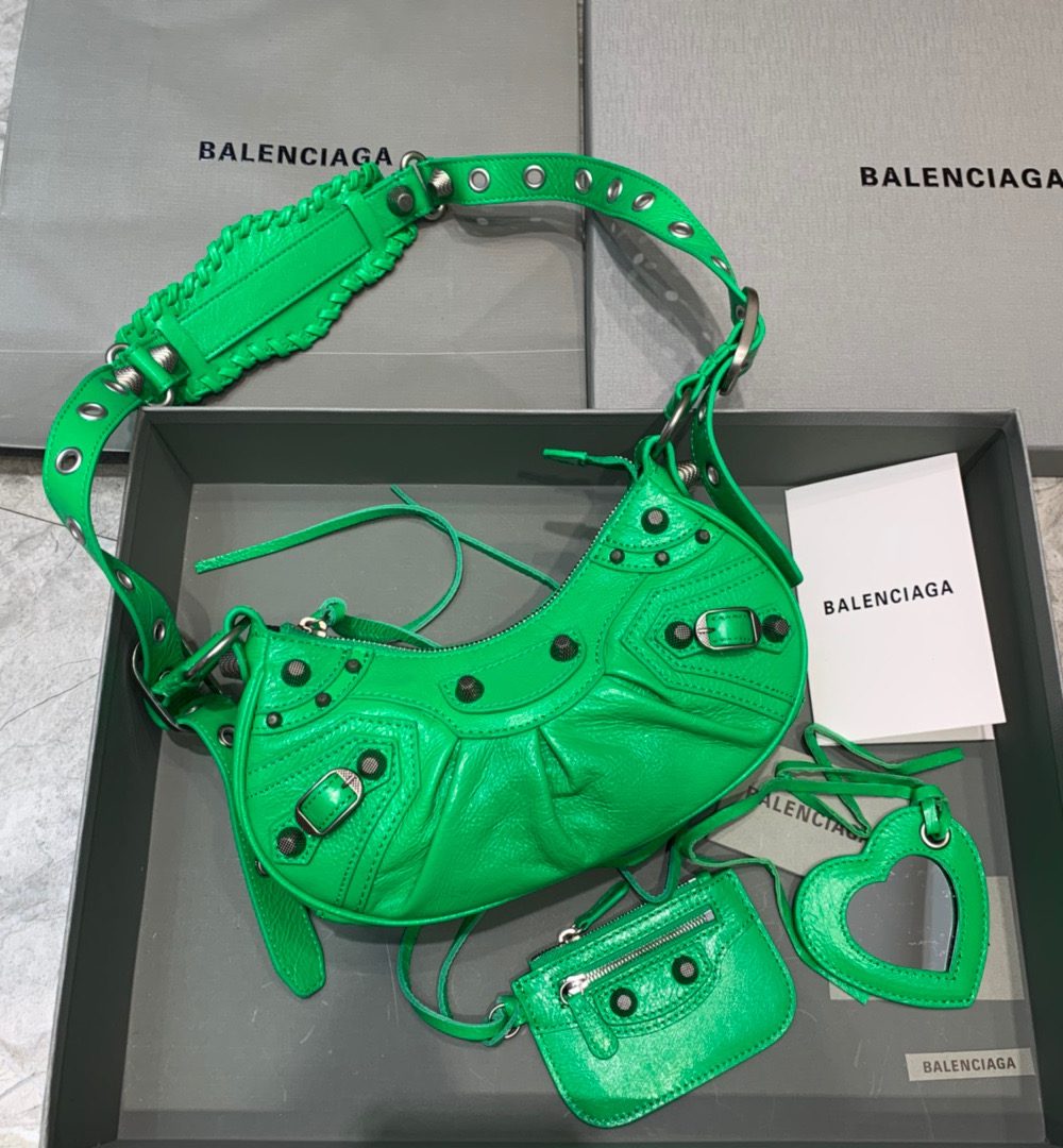 Balenciaga Le Cagole XS Shoulder Bag In Green, For Women, Women's Bags 10.2in/26cm 6713091VG9Y3809