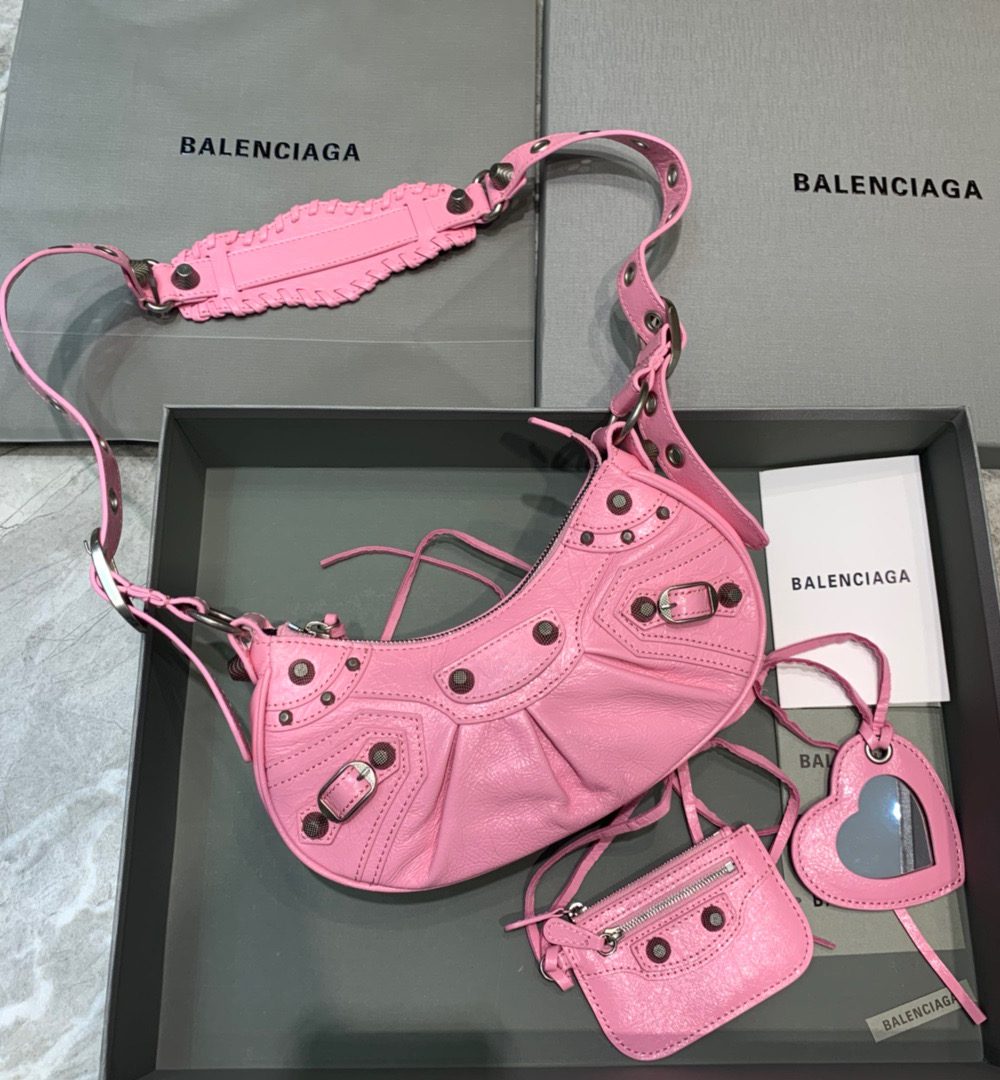 Balenciaga Le Cagole XS Shoulder Bag In Light Pink, For Women, Women's Bags 10.2in/26cm 6713091VG9Y5906