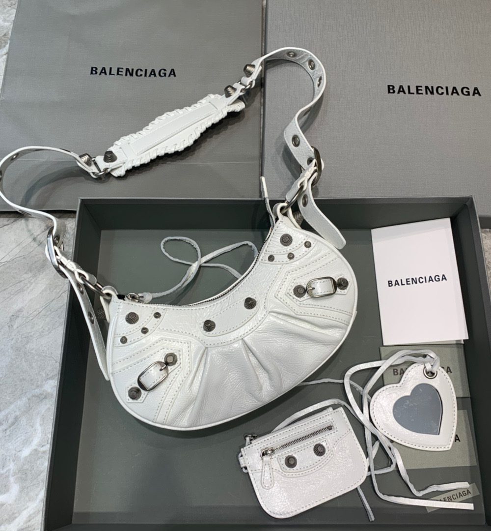 Balenciaga Le Cagole XS Shoulder Bag In Light White, For Women, Women's Bags 10.2in/26cm 6713091VG9Y9104