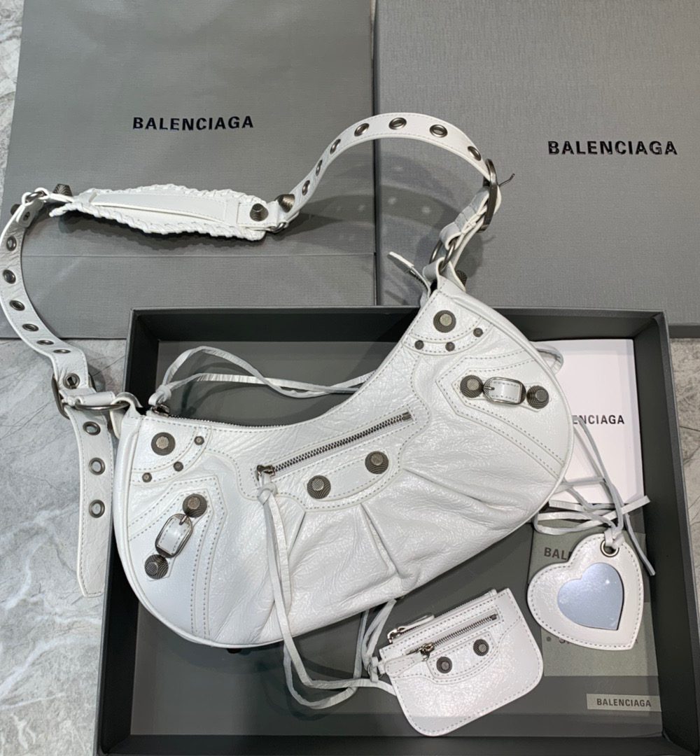 Balenciaga Le Cagole XS Shoulder Bag In White, For Women, Women's Bags 13in/33cm
