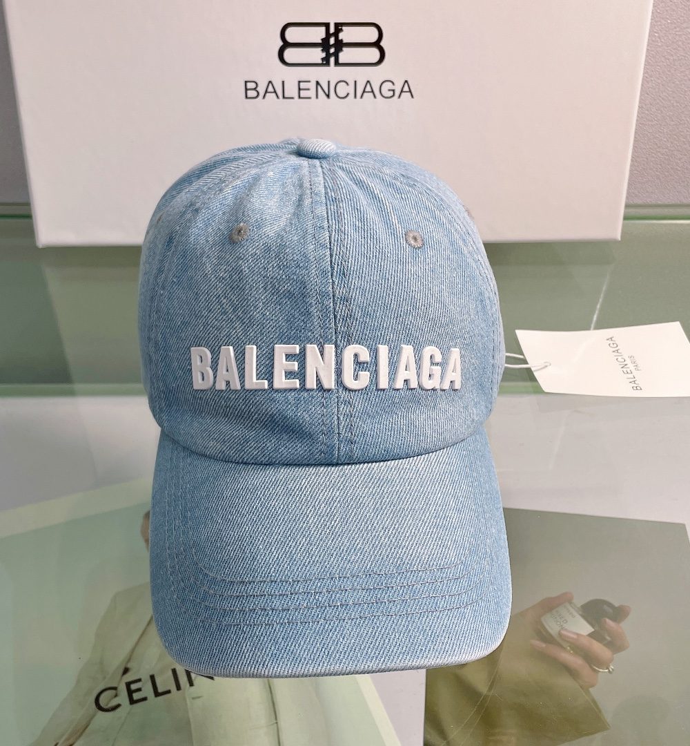 Balenciaga Logo Front Cap In Blue