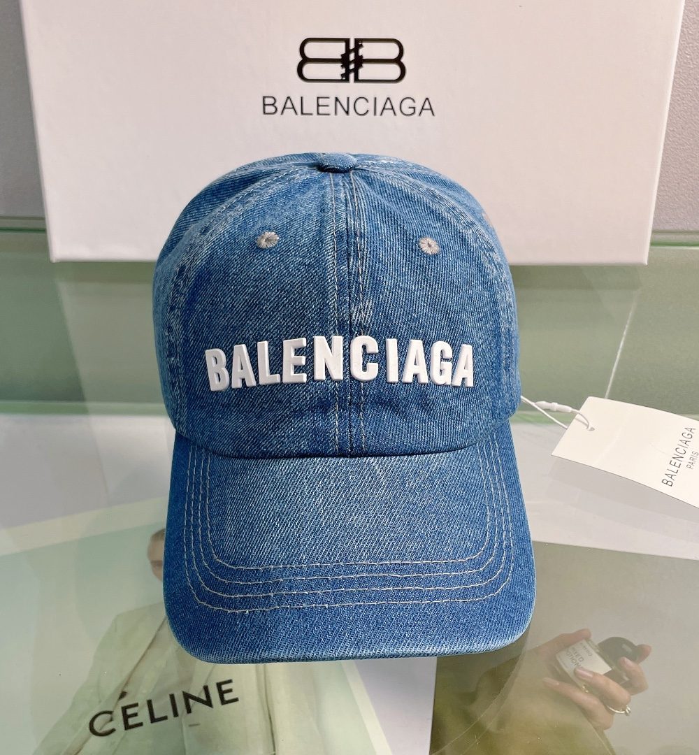 Balenciaga Logo Front Cap In Blue