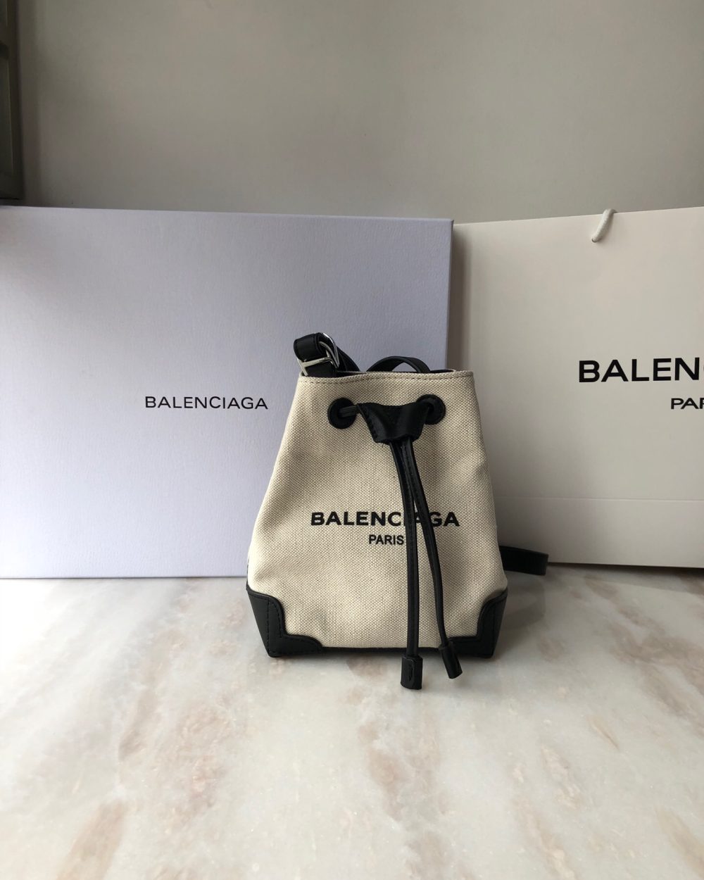 Balenciaga Navy Cabas Linen Crossbody Bag In White, For Women, Women's Bags 9.8in/25cm