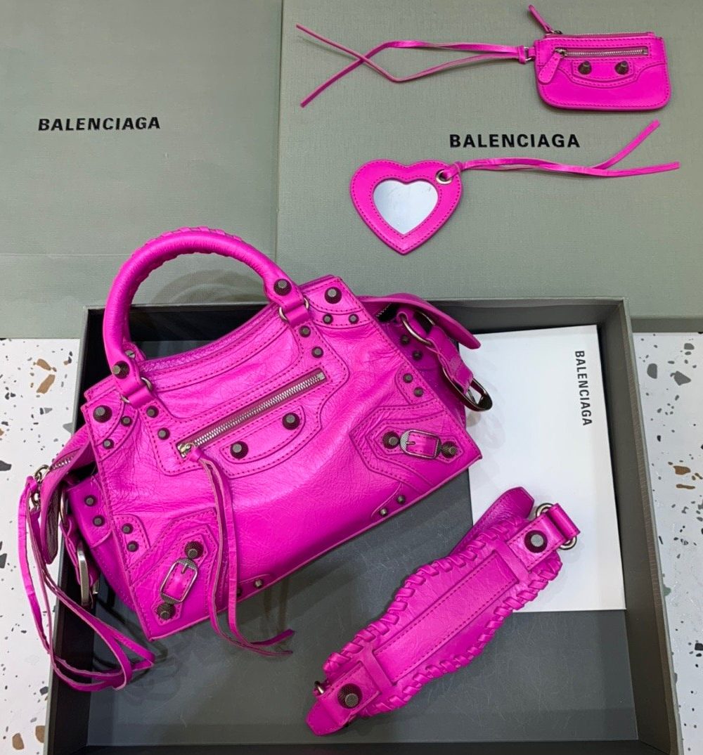 Balenciaga Neo Cagole XS Handbag In Dark Pink, For Women, Women's Bags 10.2in/26cm