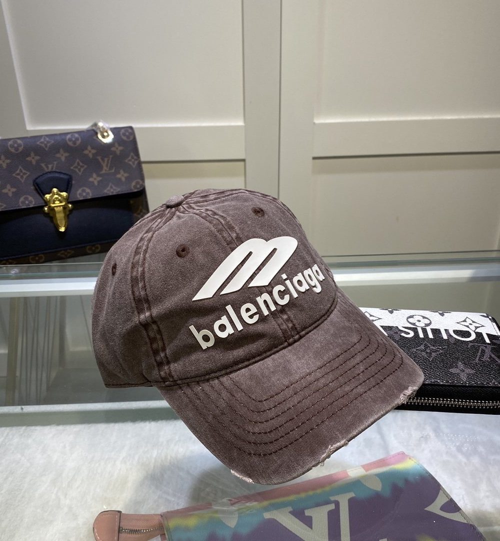 Balenciaga Political Campaign Destroyed Cap In Dark Brown