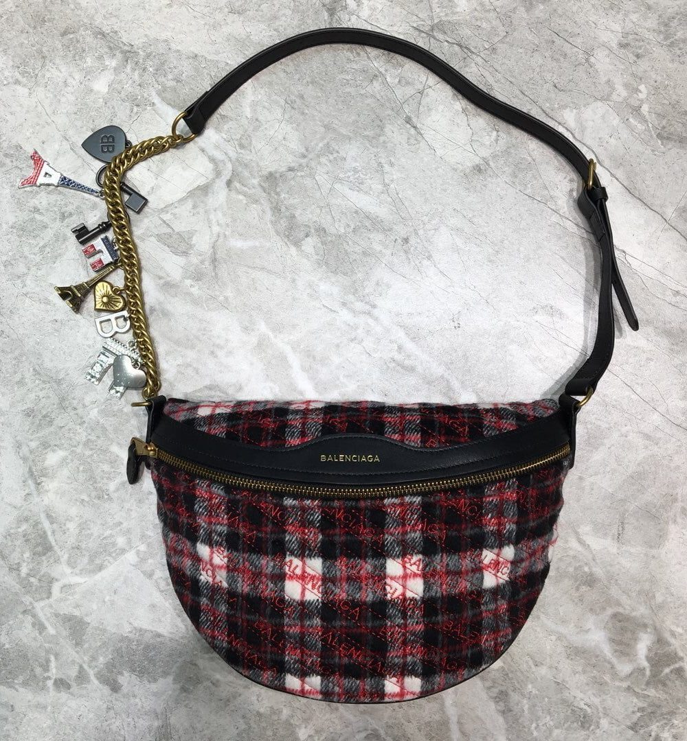 Balenciaga Souvenir XXS Belt Bag In Checkered Red, For Women, Women's Bags 11.8in/30cm