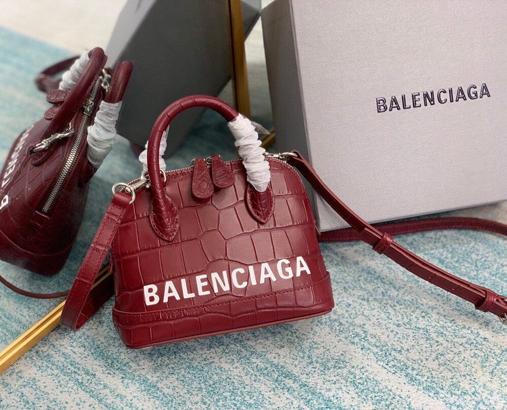 Balenciaga Ville Mini Handbag In Dark Red, For Women, Women's Bags 7in/18cm