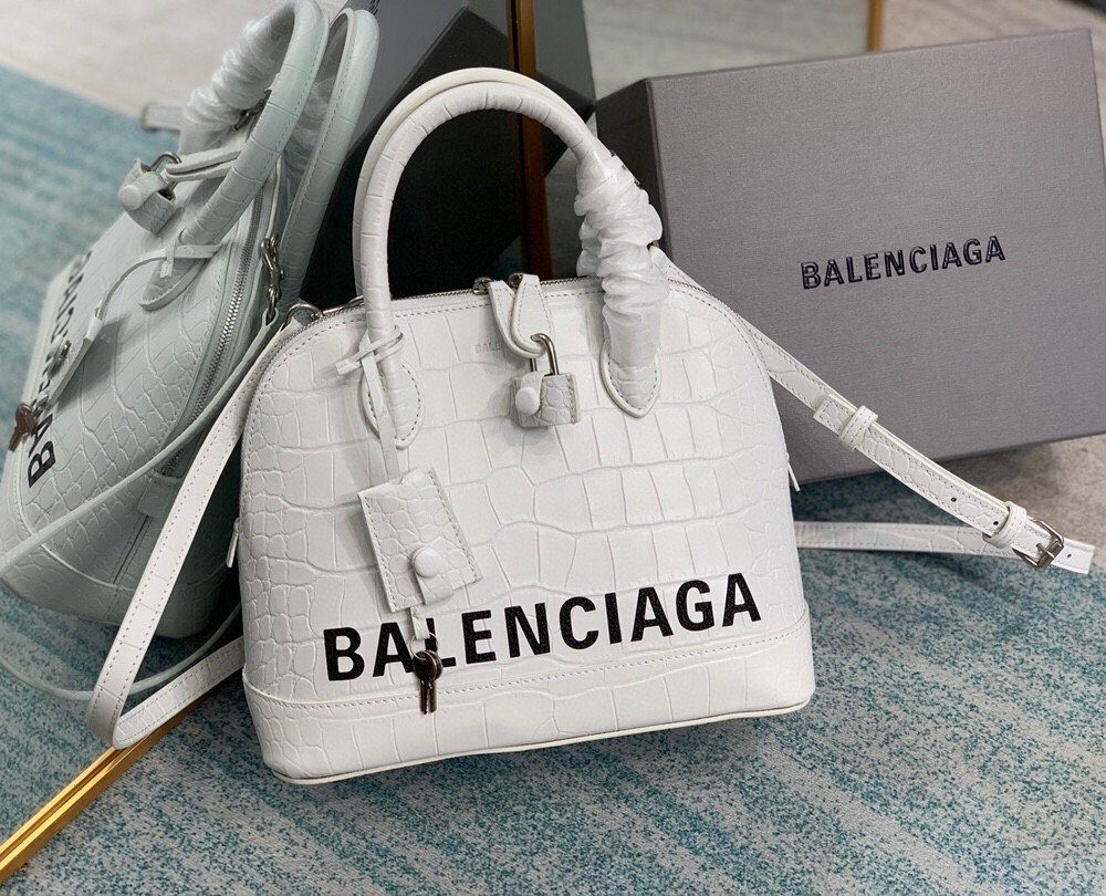 Balenciaga Ville Small Handbag In White, For Women, Women's Bags 10.2in/26cm
