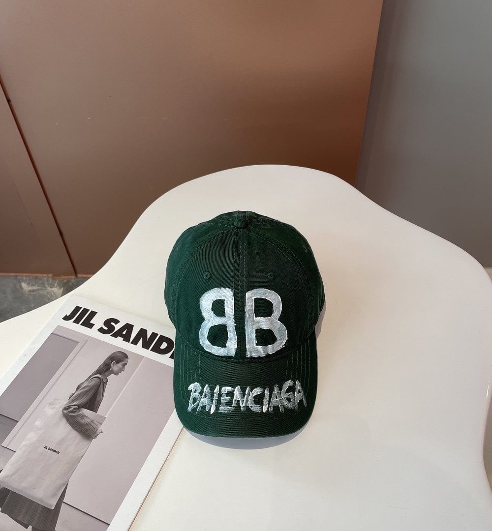 Balenciage BB Sprayed Green Cap