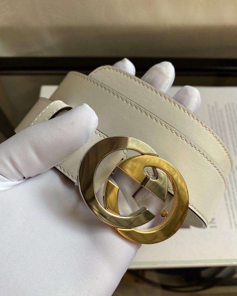 1:1 Replica Belt With Interlocking G Buckle White GG, Women Belt ‎574807