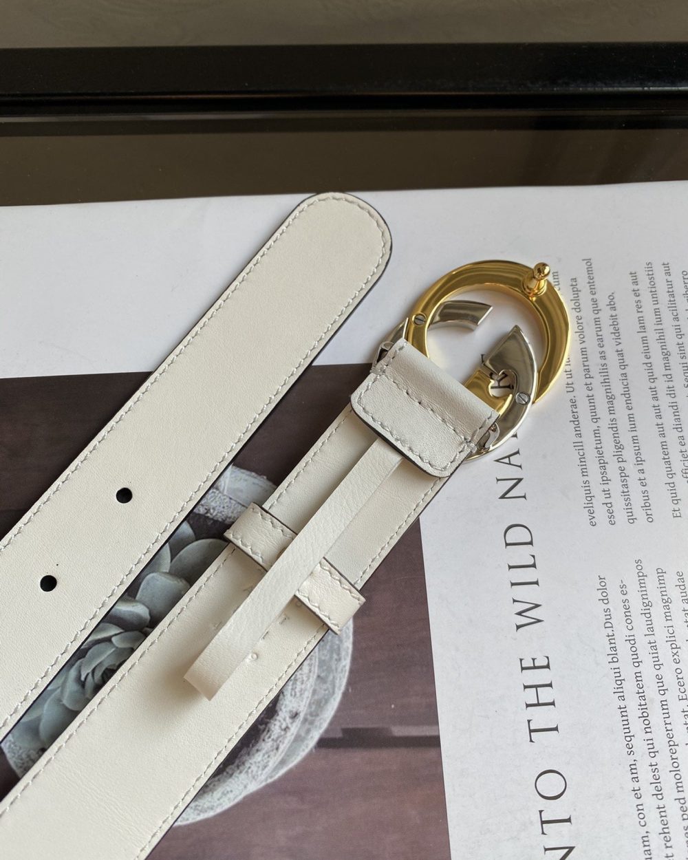 1:1 Replica Belt With Interlocking G Buckle White GG, Women Belt ‎574807