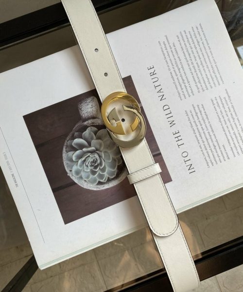 1:1 Replica Belt With Interlocking G Buckle White GG, Women Belt ‎574807