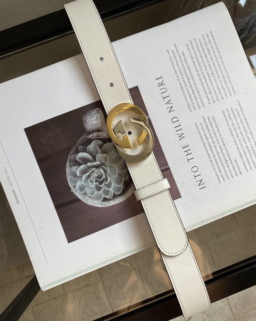 1:1 Replica Belt With Interlocking G Buckle White GG, Women Belt ‎574807