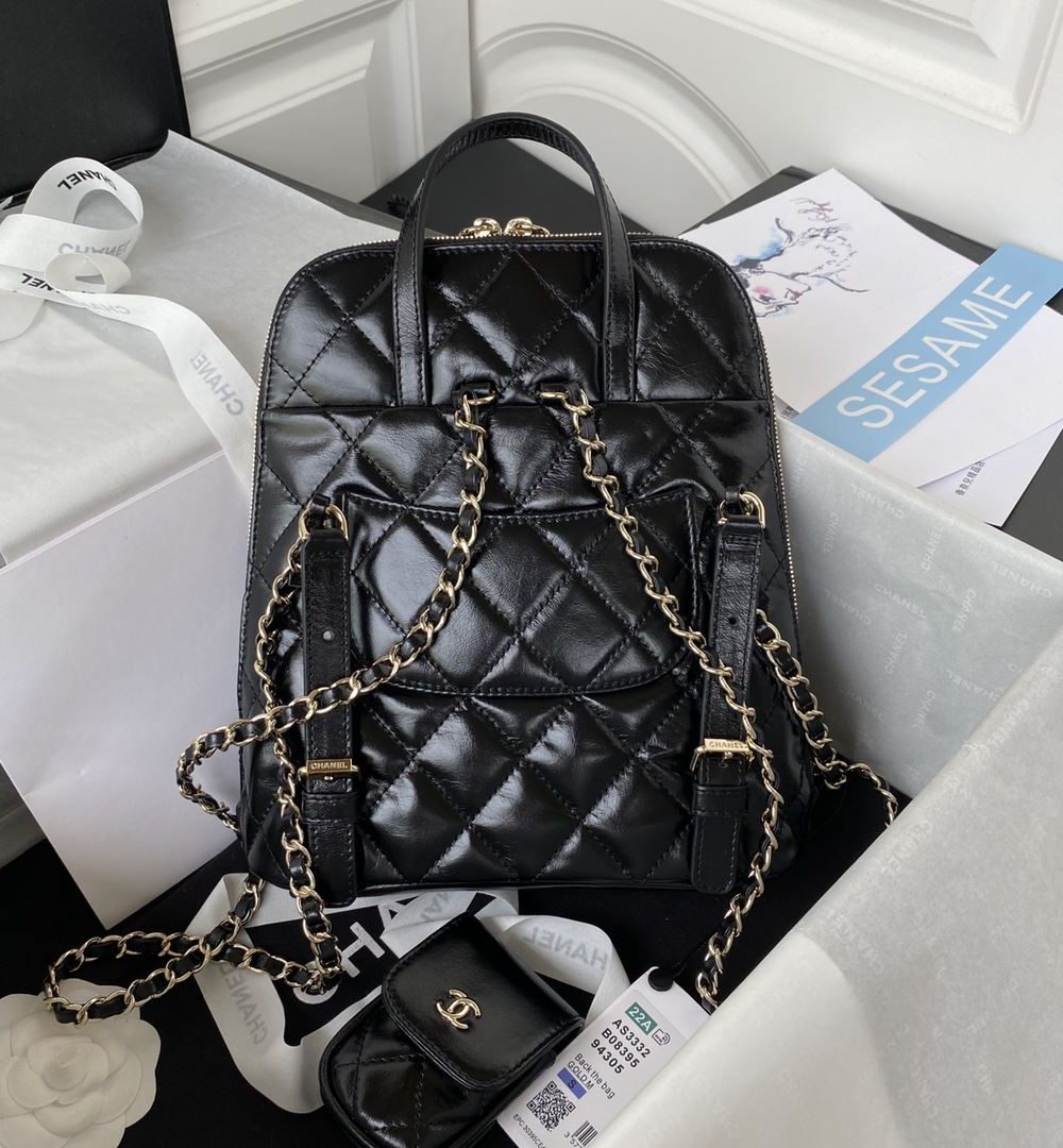 [REP 1:1] CC Rucksack Backpack Black/White/Pink/ Steel Blue For Women 7.1in / 18cm AS3332