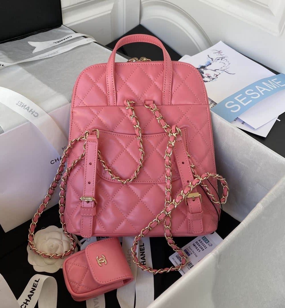 [REP 1:1] CC Rucksack Backpack Black/White/Pink/ Steel Blue For Women 7.1in / 18cm AS3332