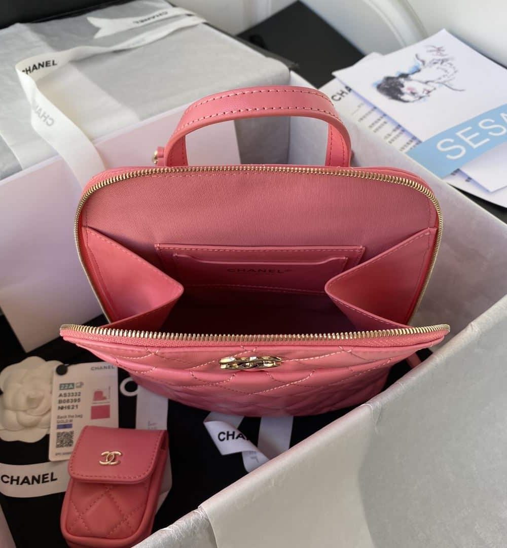 [REP 1:1] CC Rucksack Backpack Black/White/Pink/ Steel Blue For Women 7.1in / 18cm AS3332