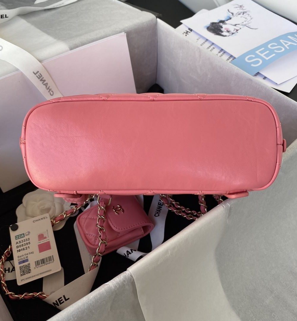 [REP 1:1] CC Rucksack Backpack Black/White/Pink/ Steel Blue For Women 7.1in / 18cm AS3332