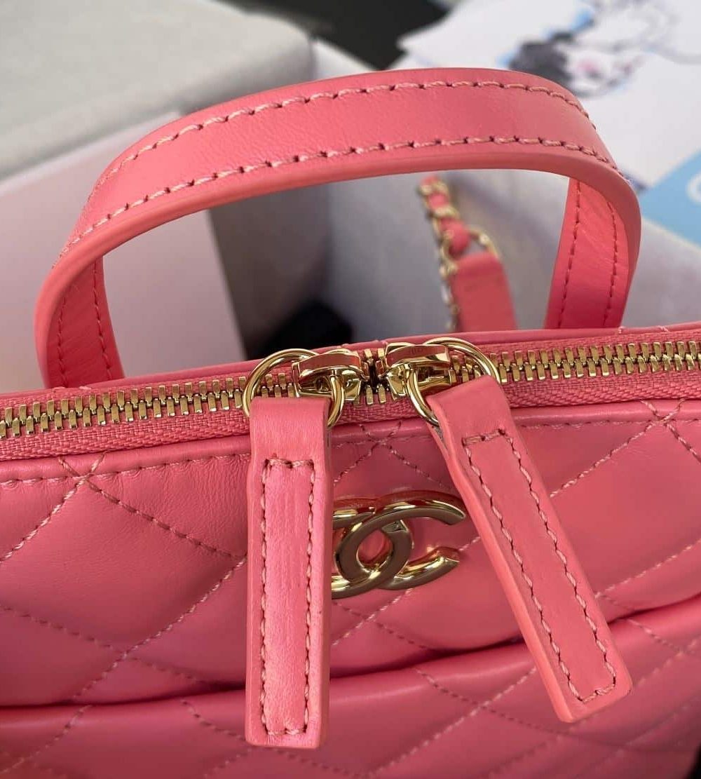 [REP 1:1] CC Rucksack Backpack Black/White/Pink/ Steel Blue For Women 7.1in / 18cm AS3332