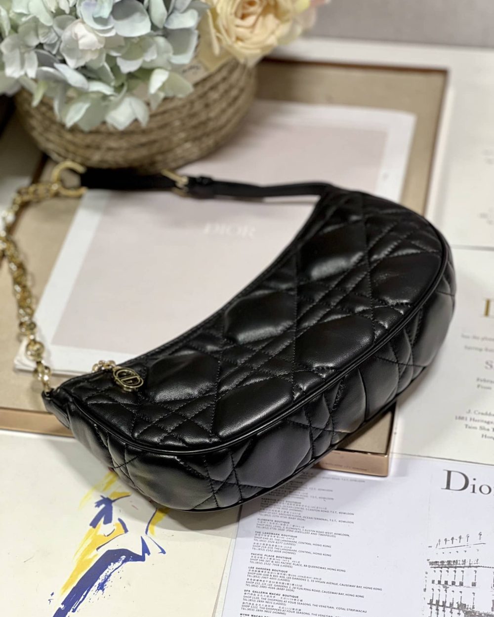 1:1 Replica Cd Lounge Bag Black/White For Women in/ 26cm M22626FBE_M900