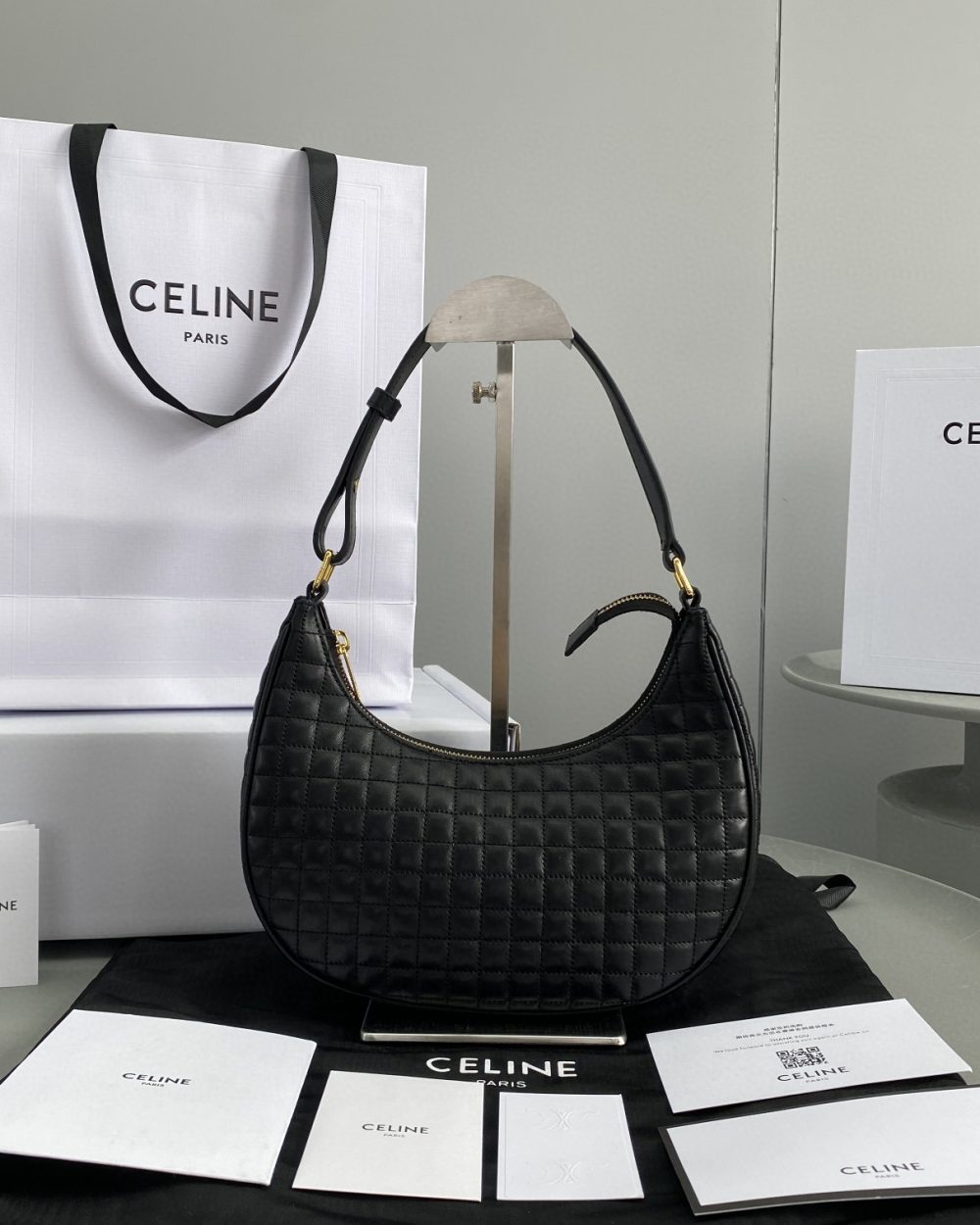 1:1 Replica Celine Ava Bag Black For Women 9in/23.5cm
