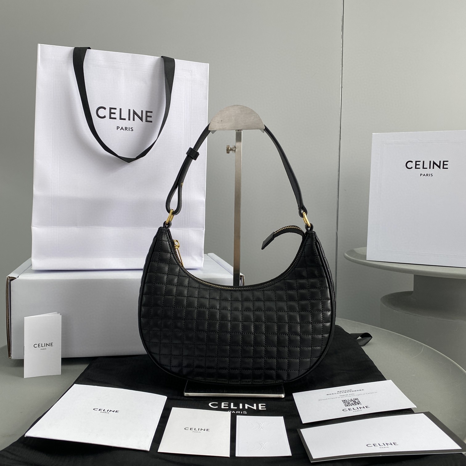 1:1 Replica Celine Ava Bag Black For Women 9in/23.5cm