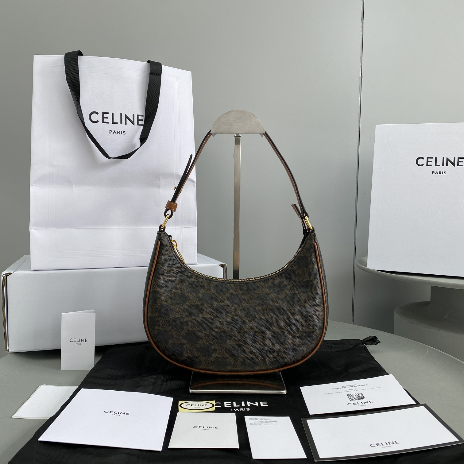 1:1 Replica Celine Ava Bag In Triomphe Canvas Brown For Women 9in/23.5cm 193952BZJ.04LU - Image 2