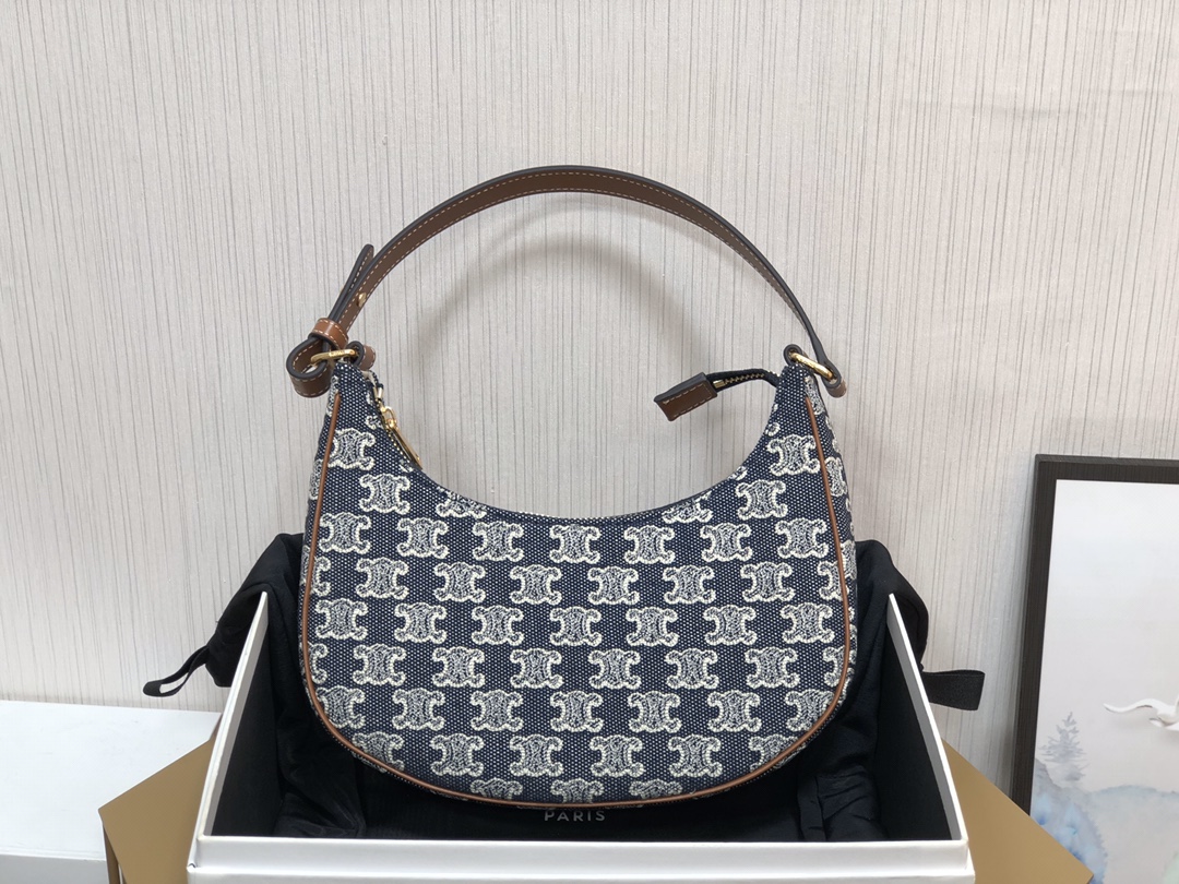 1:1 Replica Celine Ava Bag In Triomphe Canvas Denim For Women 9in/23cm