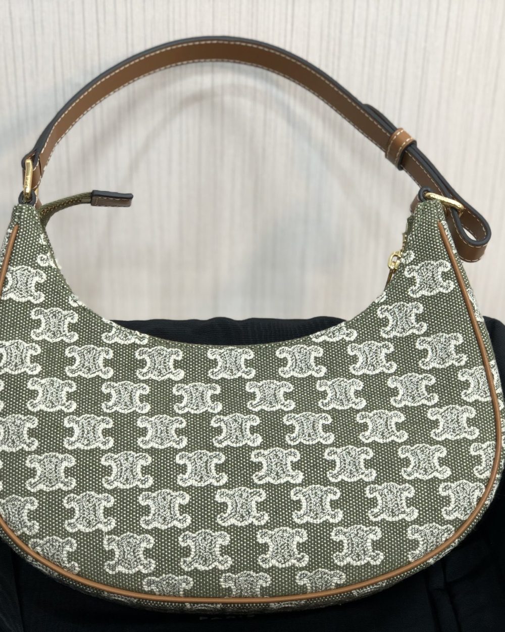 1:1 Replica Celine Ava Bag In Triomphe Canvas Green For Women 9in/23cm