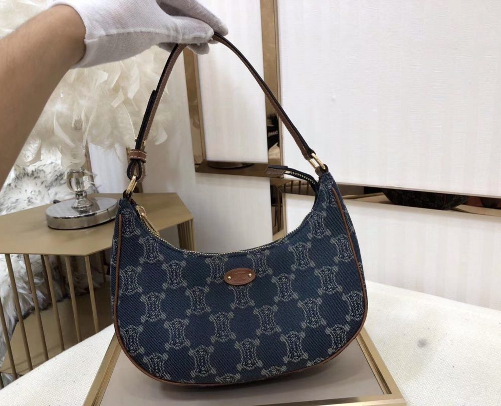 1:1 Replica Celine Ava Bag In Triomphe Canvas XL Denim For Women 9in/23cm