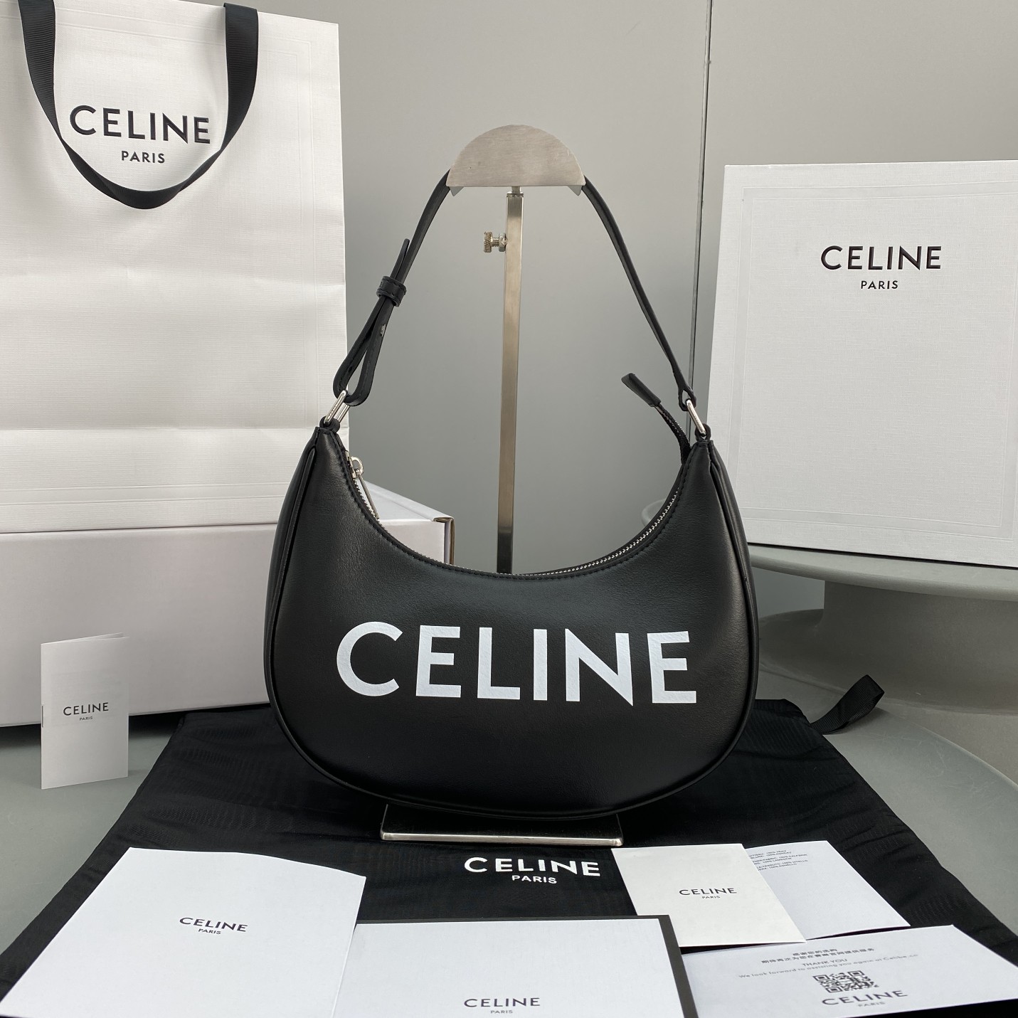 1:1 Replica Celine Ava Bag With Celine Print Black For Women 9in/23.5cm - Image 7