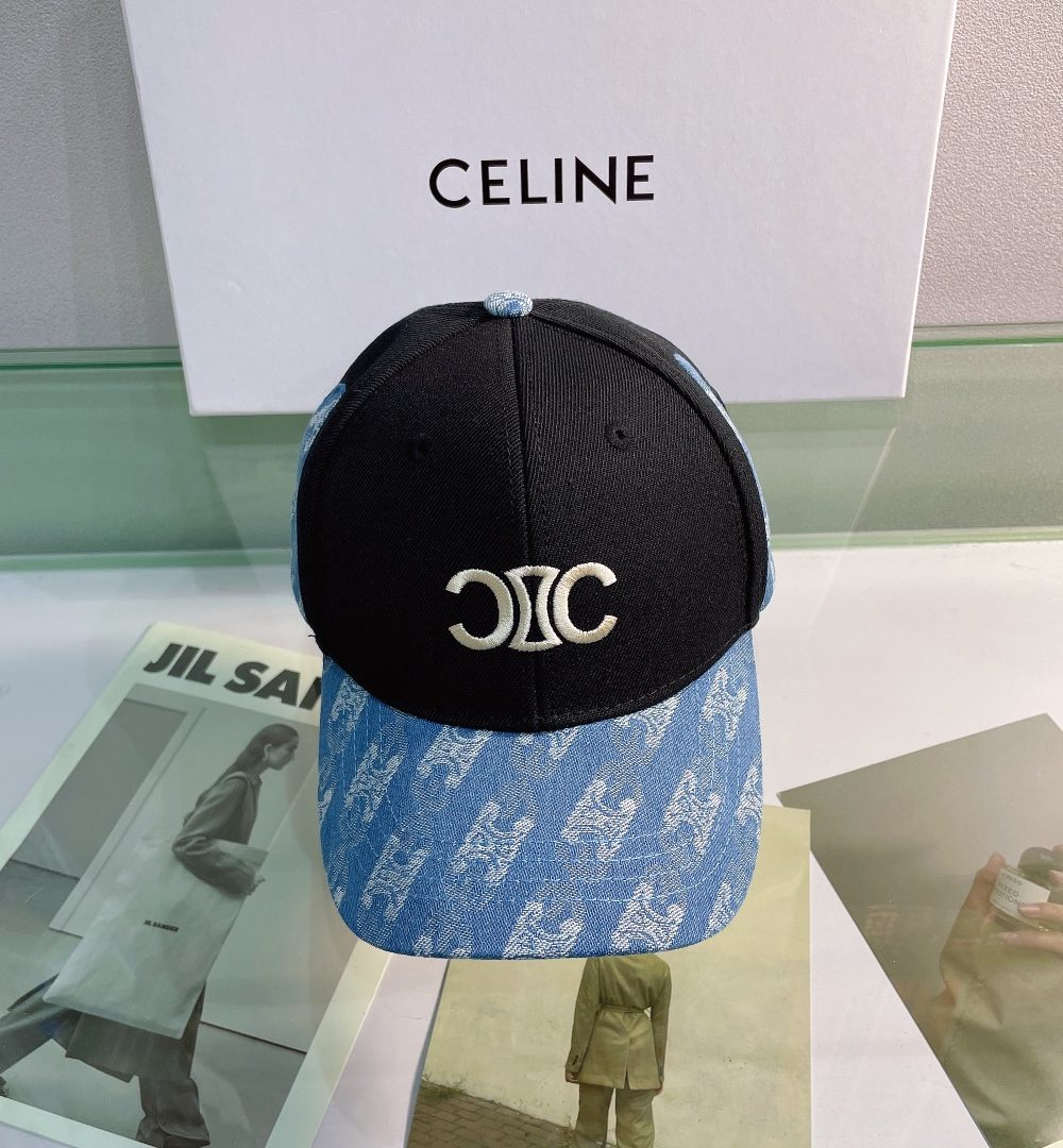 Celine Baseball Cap In Cotton Black
