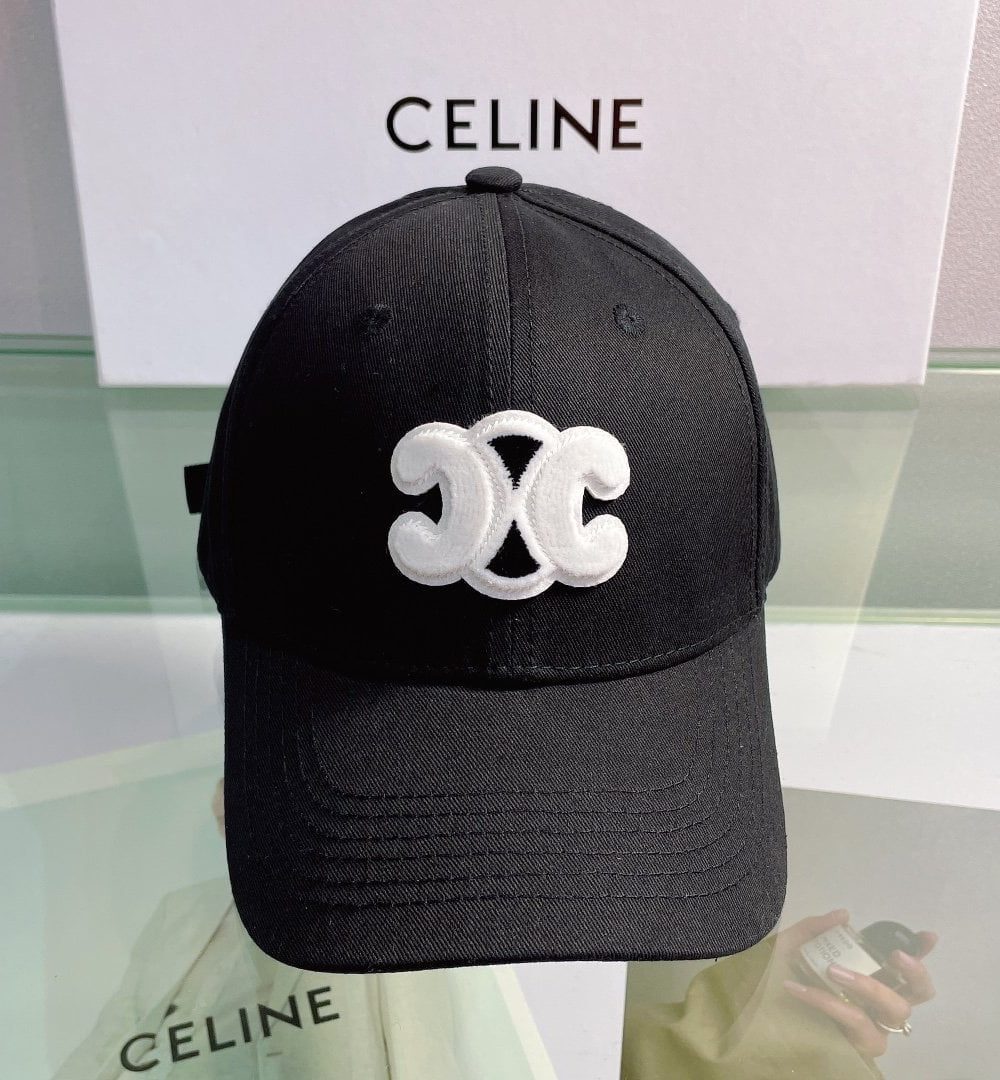 Celine Baseball Cap In Cotton Black