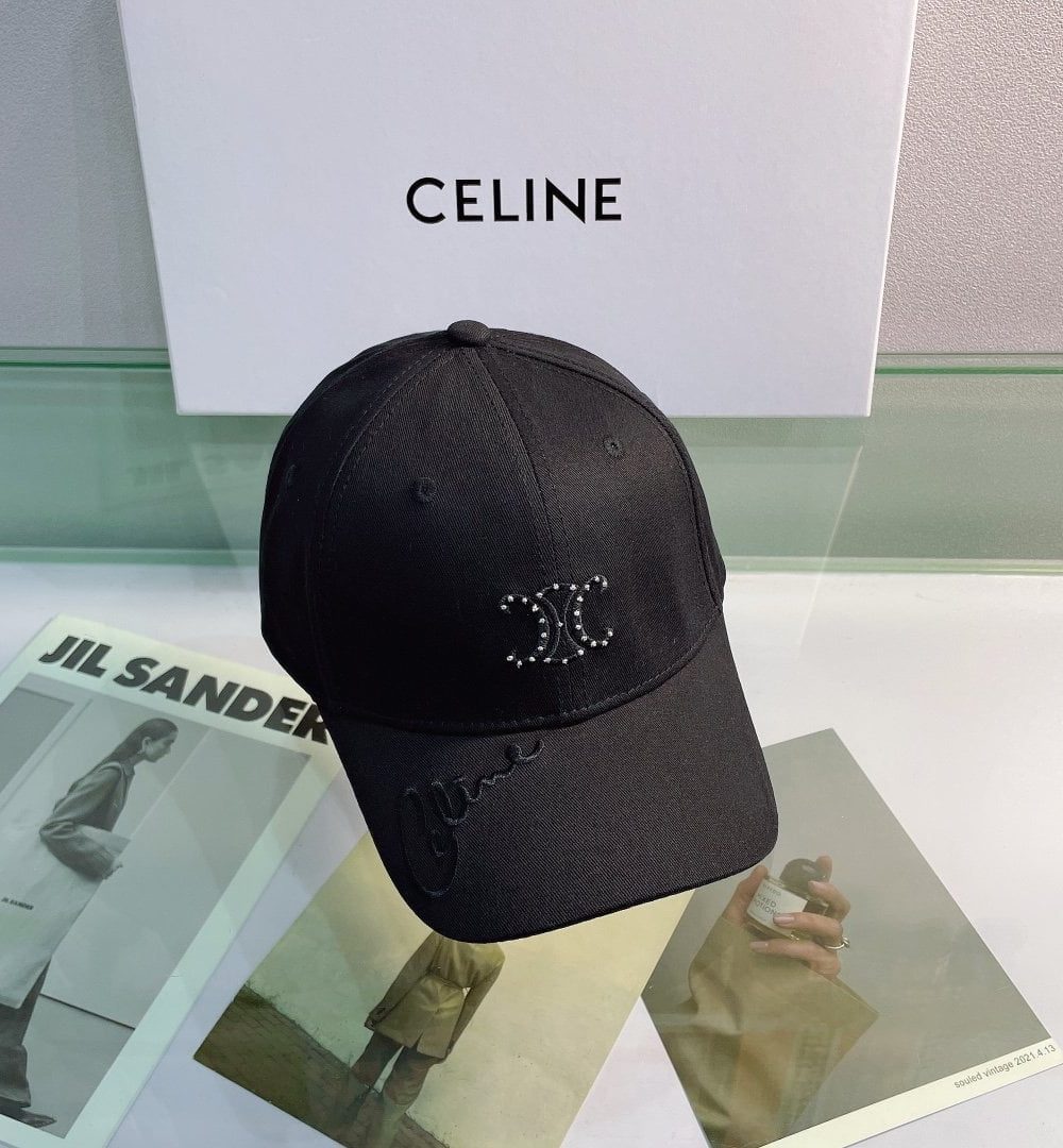Celine Baseball Cap In Cotton Black