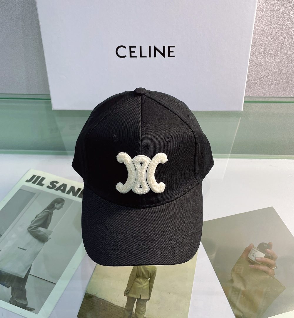 Celine Baseball Cap In Cotton Black