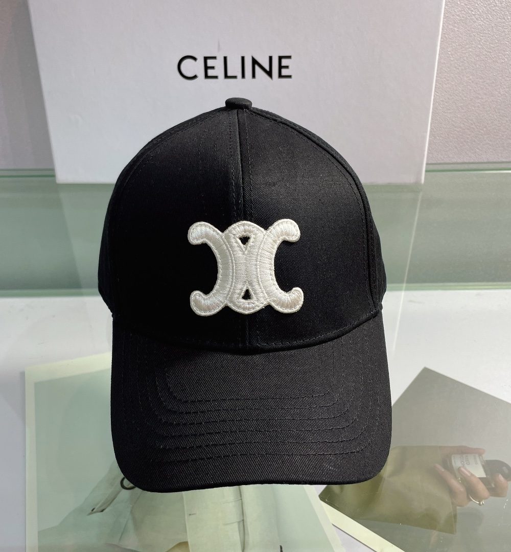 Celine Baseball Cap In Cotton Black