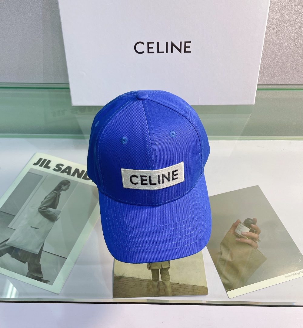Celine Baseball Cap In Cotton Blue
