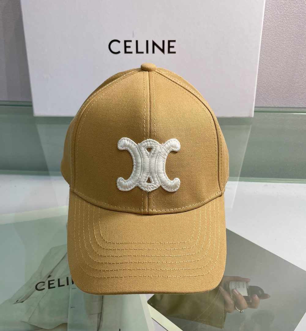 Celine Baseball Cap In Cotton Brown