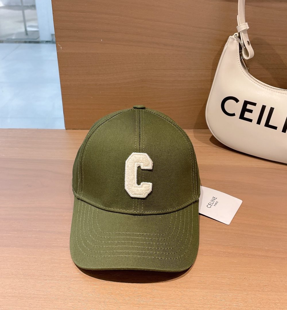 Celine Baseball Cap In Cotton Dark Green