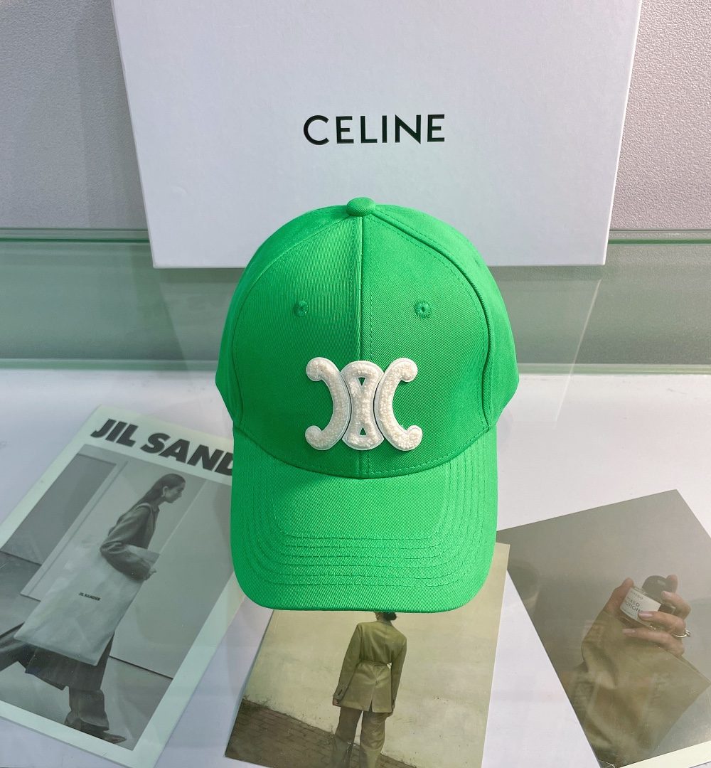 Celine Baseball Cap In Cotton Green