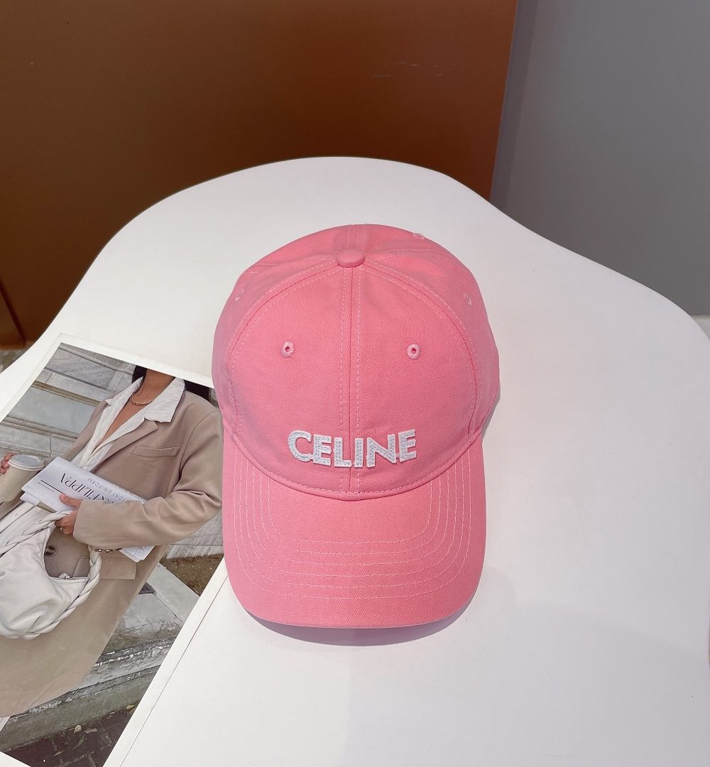 Celine Baseball Cap In Cotton Pink
