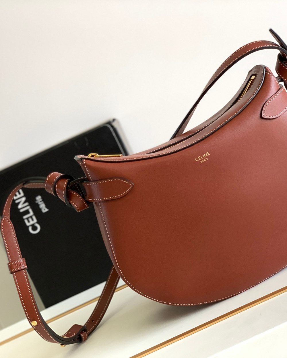 1:1 Replica Celine Besace Noeuds Francais Bag Brown For Women 10in/25cm 199823EI5.19TK