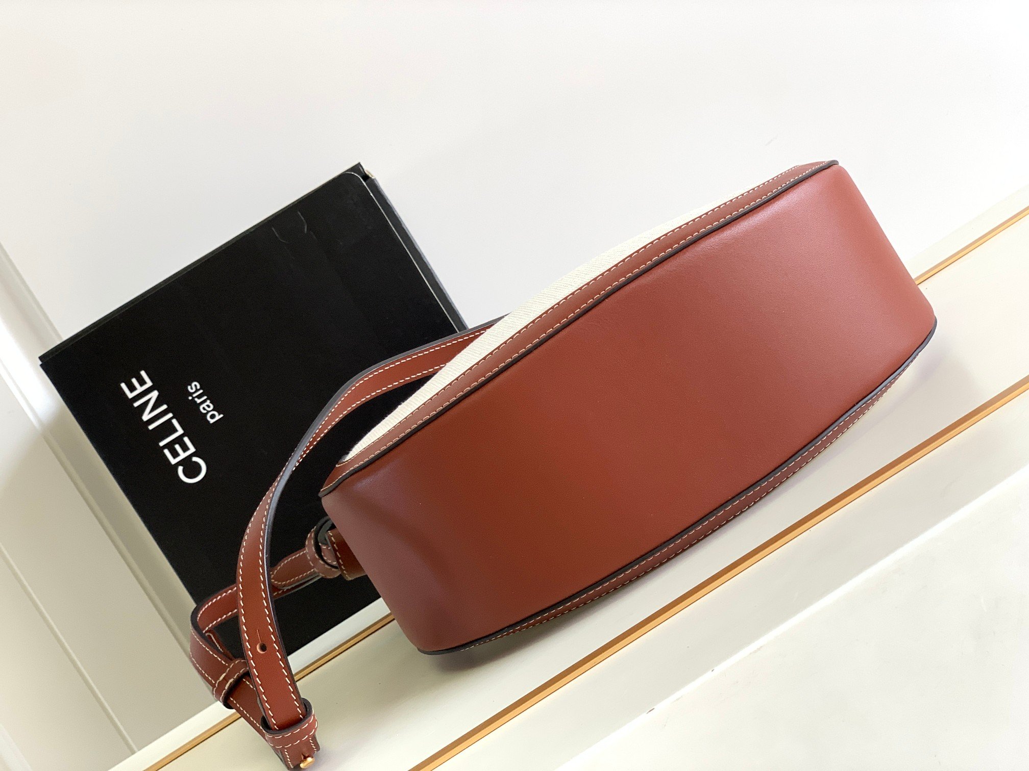 1:1 Replica Celine Besace Noeuds Francais Bag Brown/White For Women 10in/25cm - Image 5